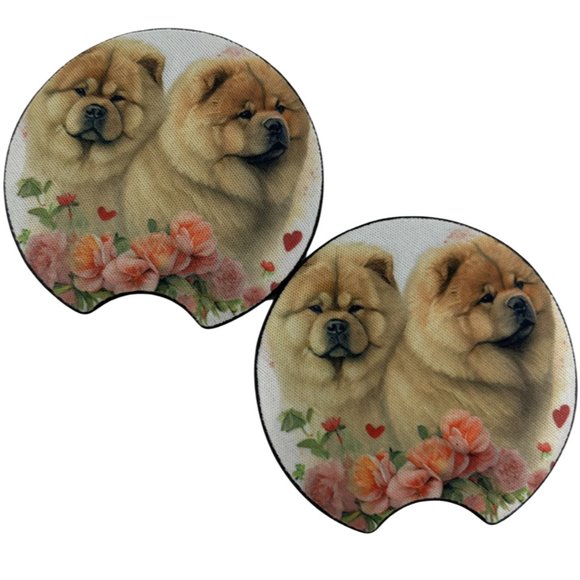 Car Coasters Chow Chow Dog Life Roses Set of 2 Neoprene Absorbent Sassy Hippo - Picture 2 of 9